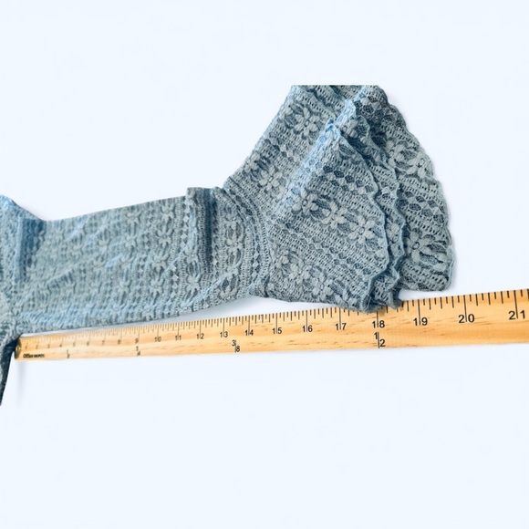 Anniewear Mesh Lace Top Size Medium Blue Long Sleeve Bell Flared Cuffs Pull On - Picture 11 of 11